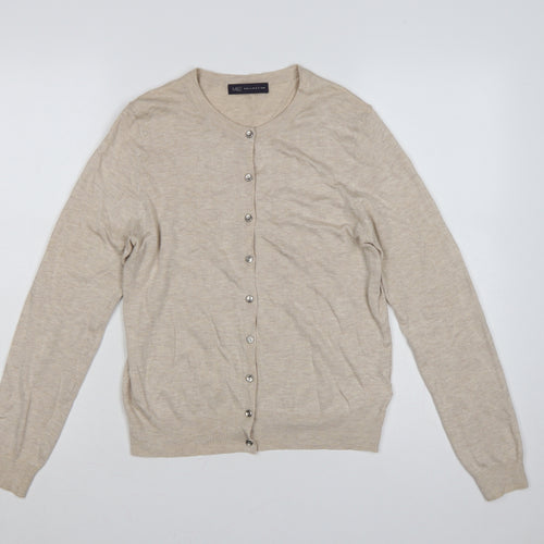 Marks and Spencer Women’s Beige Size 12 Button Knit Cardigan