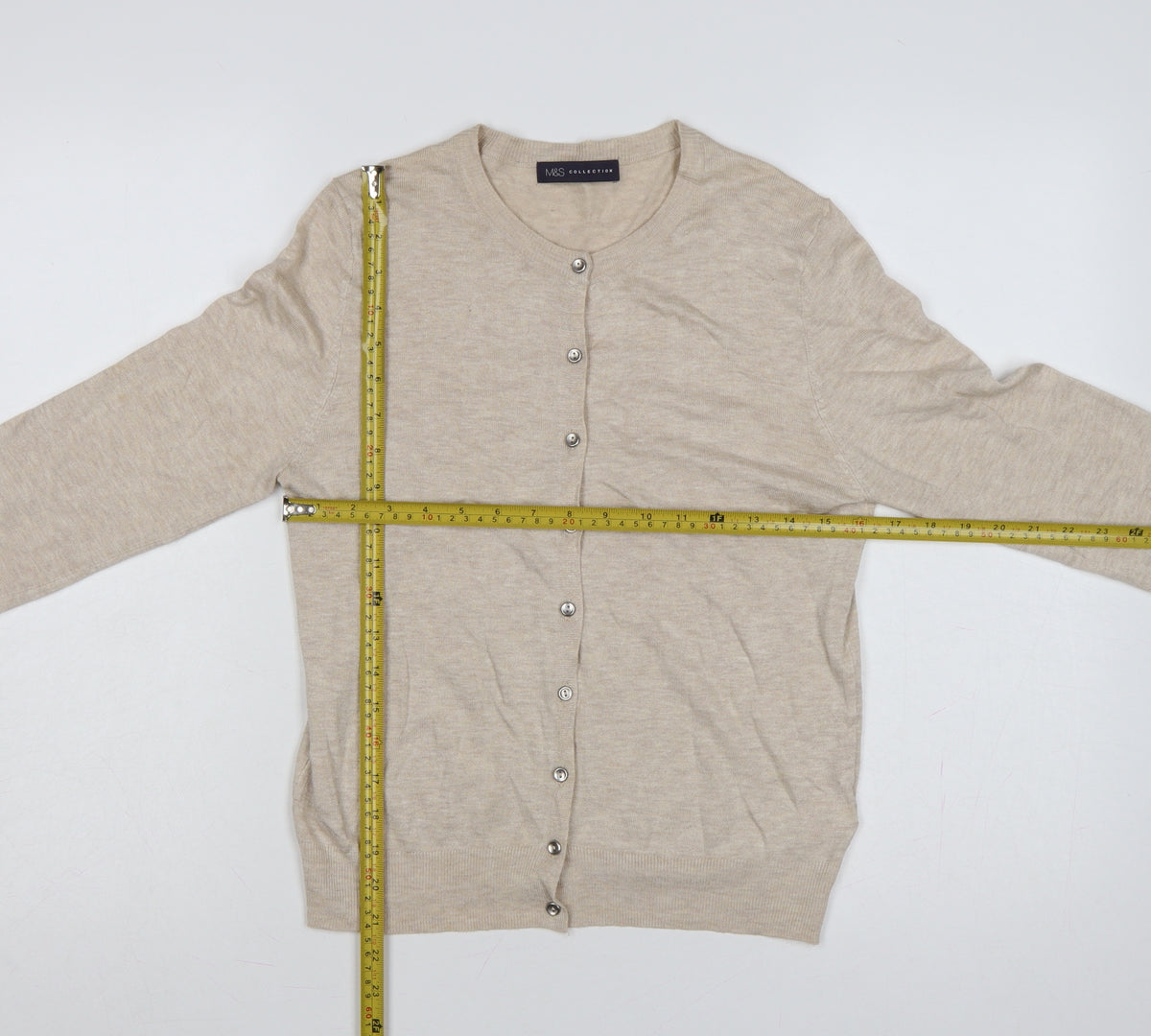 Marks and Spencer Women’s Beige Size 12 Button Knit Cardigan