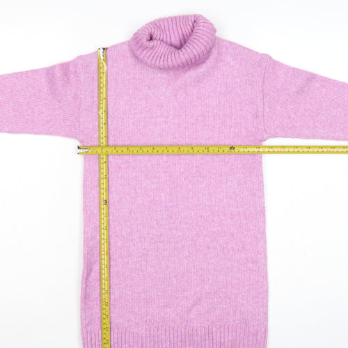 George Girls Pink 7-8 Years Roll Neck Knit Tunic Jumper