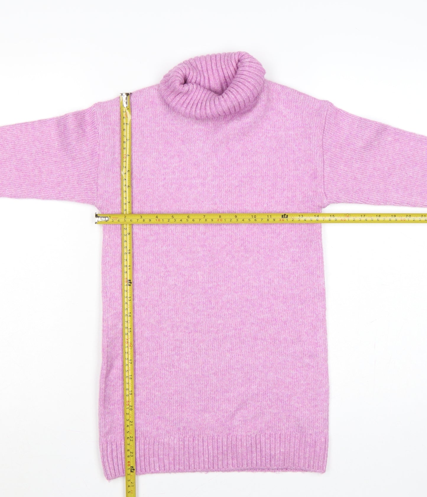 George Girls Pink 7-8 Years Roll Neck Knit Tunic Jumper