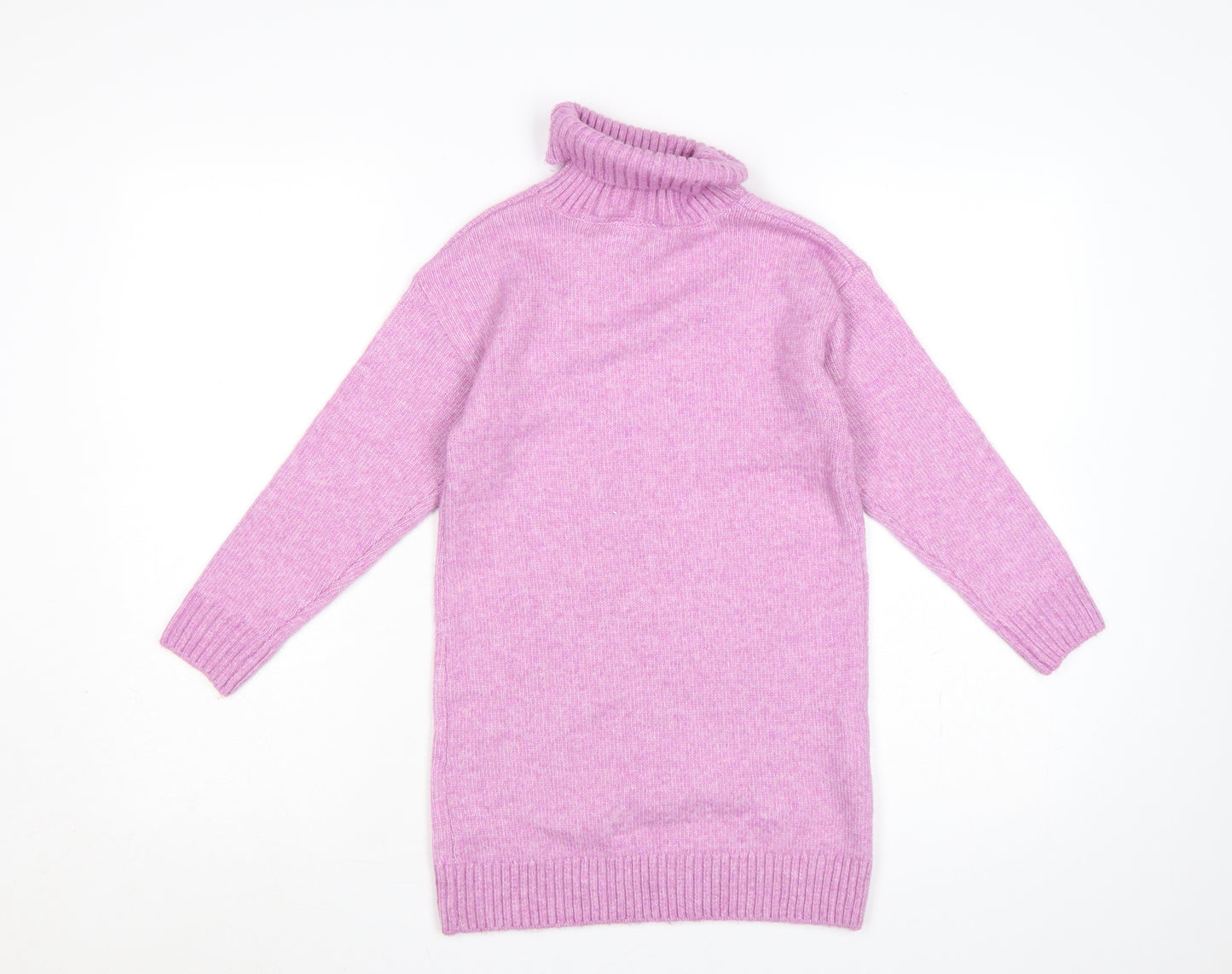 George Girls Pink 7-8 Years Roll Neck Knit Tunic Jumper