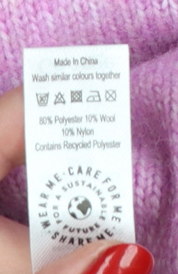George Girls Pink 7-8 Years Roll Neck Knit Tunic Jumper