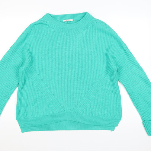 Tu Woman Green Chunky Knit Crew Neck Pullover Jumper Size 14