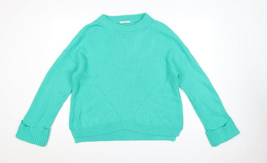 Tu Woman Green Chunky Knit Crew Neck Pullover Jumper Size 14