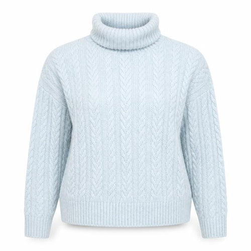 Nutmeg Women Blue Size 14 Cable Knit Roll Neck Jumper