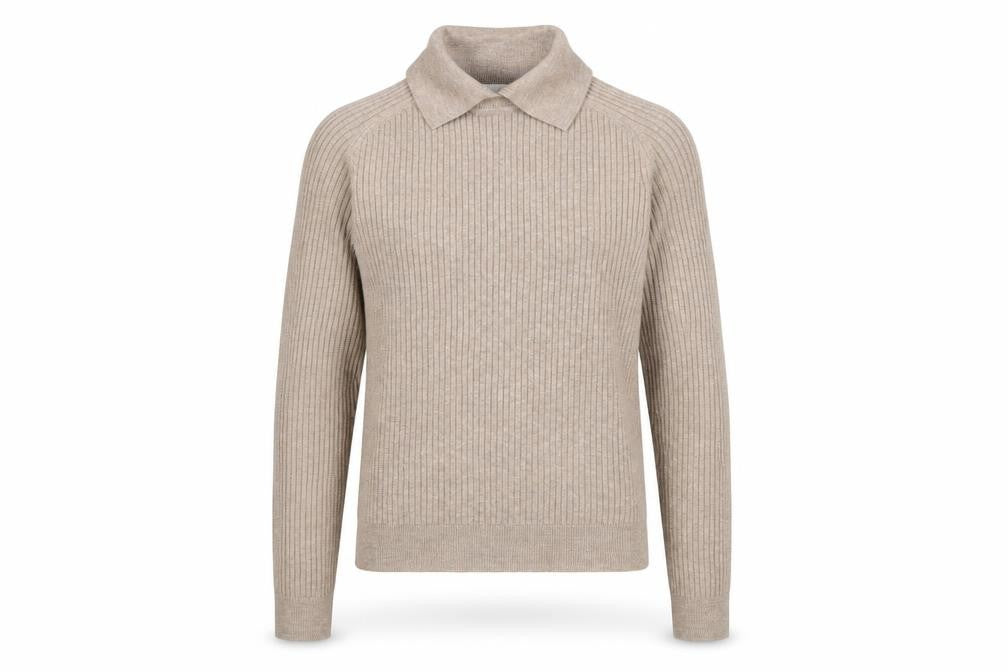 Marks and Spencer Women Beige S Ribbed Roll Neck Knit Jumper