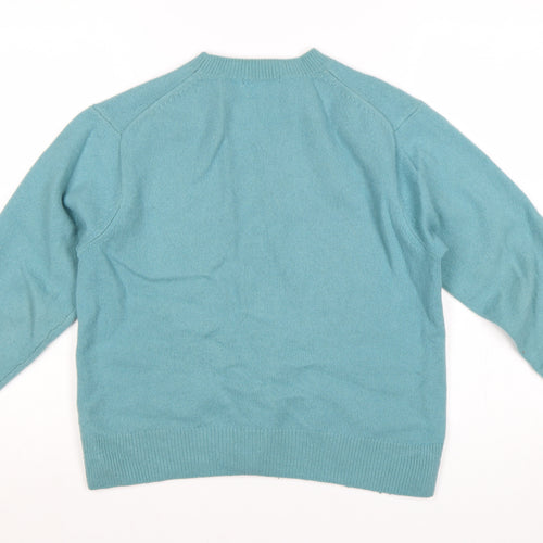 Uniqlo Women Blue 100% Wool Crew Neck Raglan Jumper Size M