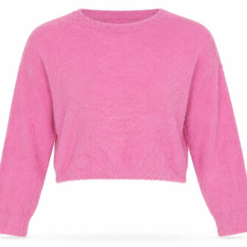 Topshop Women’s Pink Fluffy Knit Crew Neck Pullover Jumper UK 10