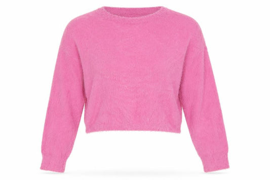 Topshop Women’s Pink Fluffy Knit Crew Neck Pullover Jumper UK 10