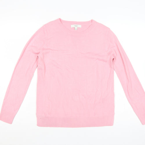 Marks & Spencer Women Pink Size 8 Crew Neck Acrylic Knit Pullover Jumper