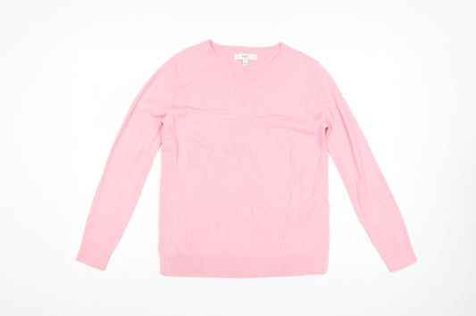 Marks & Spencer Women Pink Size 8 Crew Neck Acrylic Knit Pullover Jumper