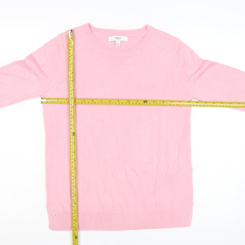 Marks & Spencer Women Pink Size 8 Crew Neck Acrylic Knit Pullover Jumper