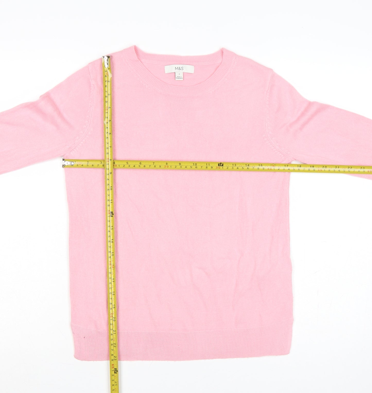 Marks & Spencer Women Pink Size 8 Crew Neck Acrylic Knit Pullover Jumper
