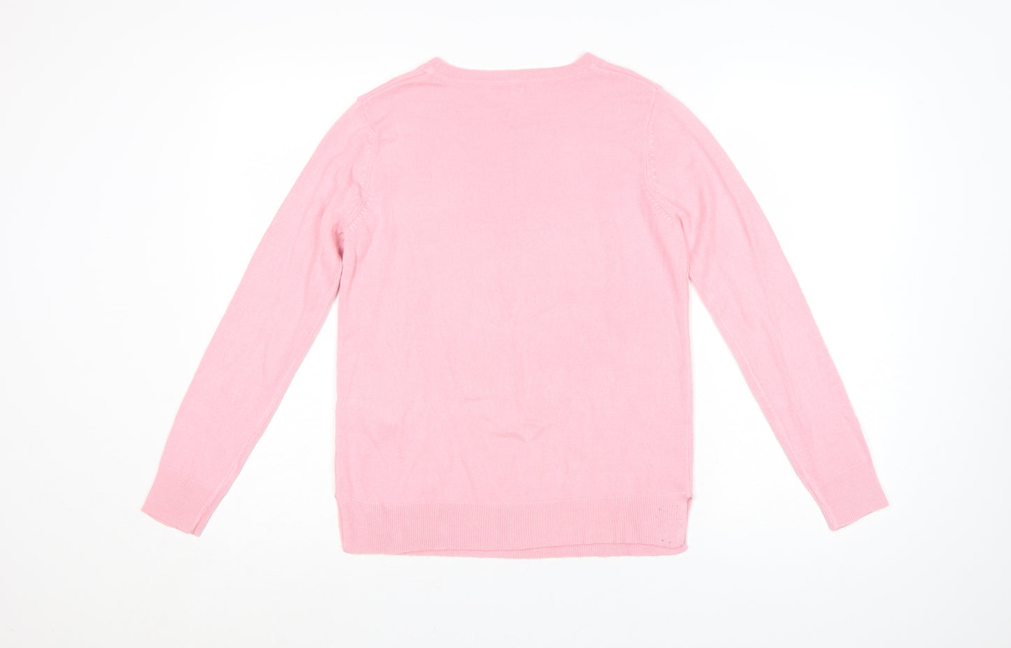 Marks & Spencer Women Pink Size 8 Crew Neck Acrylic Knit Pullover Jumper