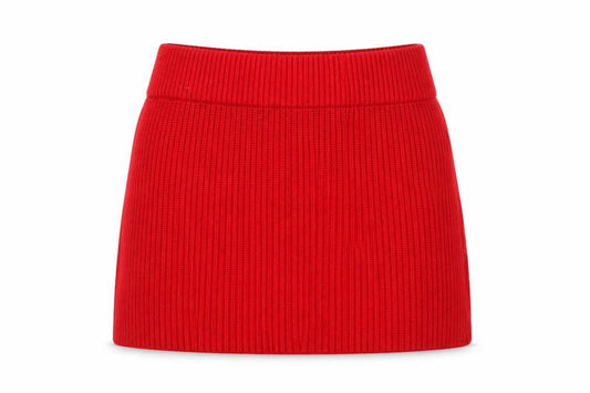 Zara Women Red S Ribbed Knit High Rise Mini Pencil Skirt