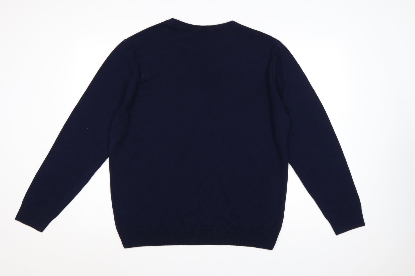 Tu Man Men's Blue L Rainbow Stripe Crew Neck Acrylic Jumper