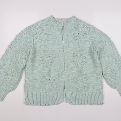 River Island Women Green Size S Chunky Knit Open Cardigan