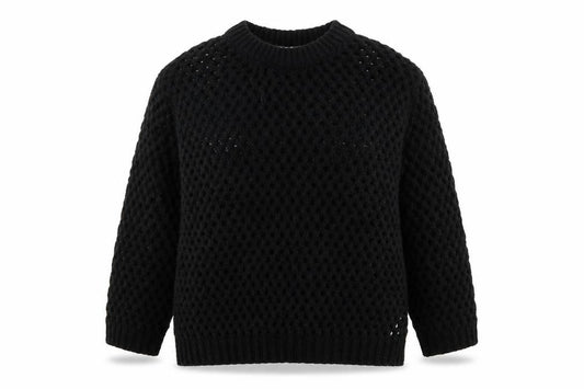 Rita Ora Women’s Black UK 12 Chunky Knit Round Neck Jumper