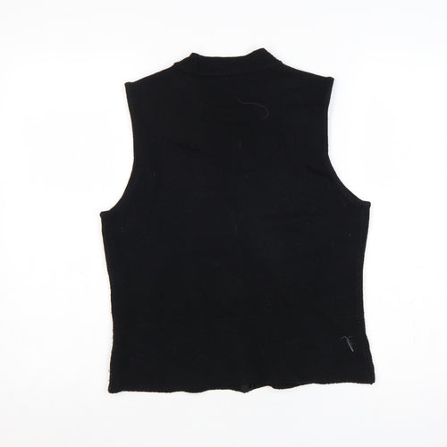 Basler Women Black UK 10 Button V-Neck Knit Vest Pockets