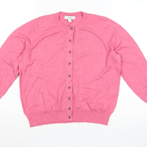 Marks and Spencer Women Pink Size 16 Button Knit Cardigan