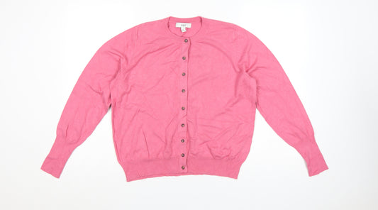 Marks and Spencer Women Pink Size 16 Button Knit Cardigan