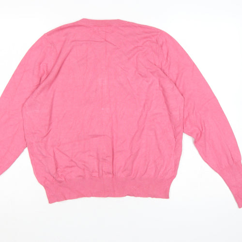 Marks and Spencer Women Pink Size 16 Button Knit Cardigan