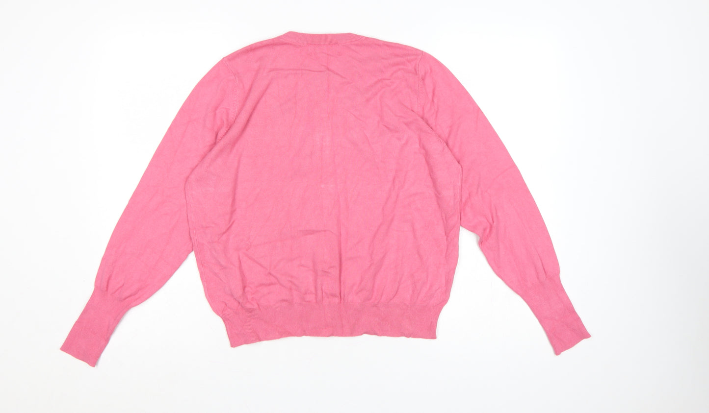 Marks and Spencer Women Pink Size 16 Button Knit Cardigan