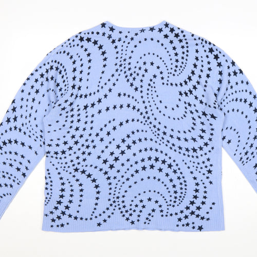Marks and Spencer Women Blue Star V-Neck Knit Pullover Jumper Size 18