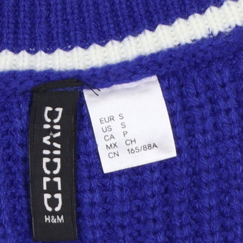 Divided H&M Women’s Blue S V-Neck Chunky Knit Striped Sweater Vest
