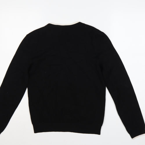 Tu Women’s Black S Fine Knit Contrast Trim Button Cardigan