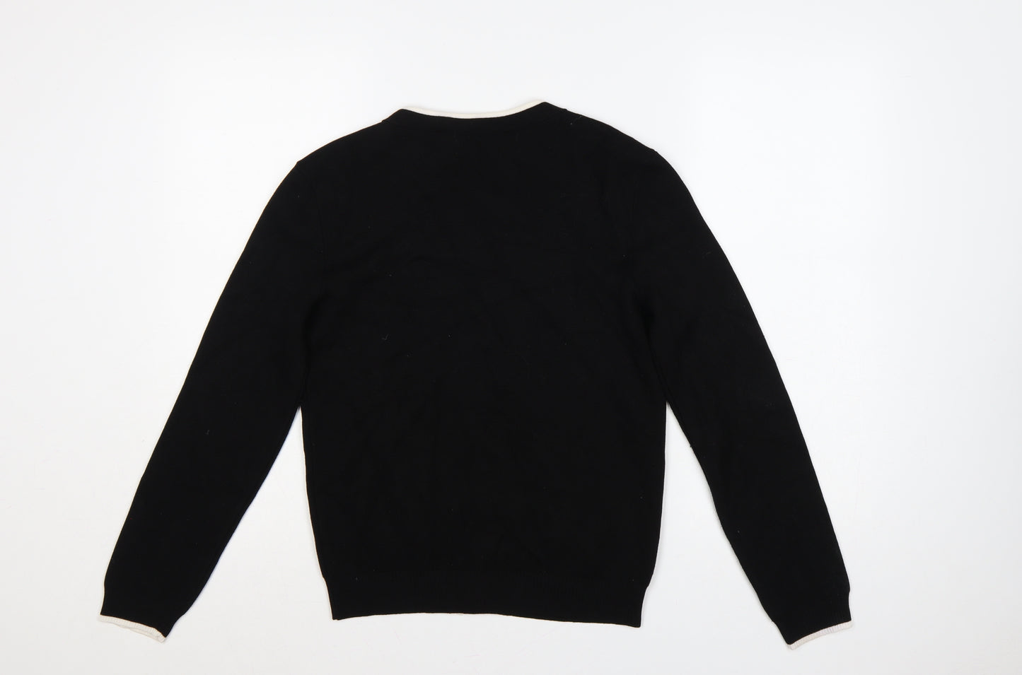 Tu Women’s Black S Fine Knit Contrast Trim Button Cardigan