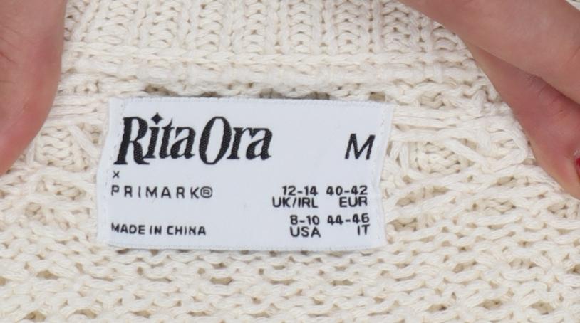 Rita Ora Primark Women Ivory UK 12 Open Knit Sleeveless Vest Jumper
