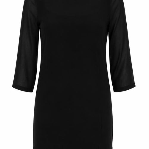 George Women Black UK 10 Bodycon Knee Dress Sheer Balloon Sleeves