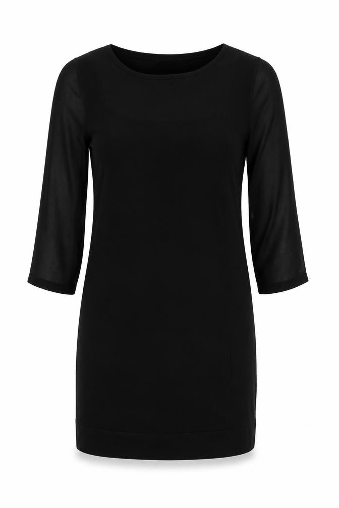 George Women Black UK 10 Bodycon Knee Dress Sheer Balloon Sleeves