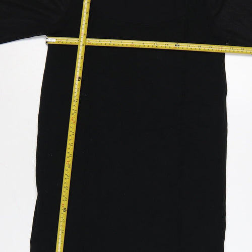 George Women Black UK 10 Bodycon Knee Dress Sheer Balloon Sleeves