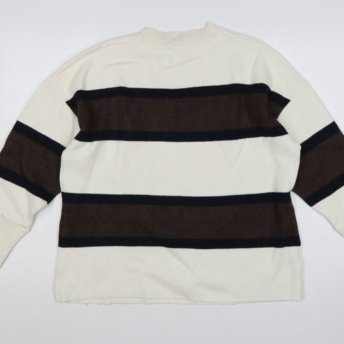 Next Women Multicoloured UK 18 Striped Crew Neck Pullover Jumper