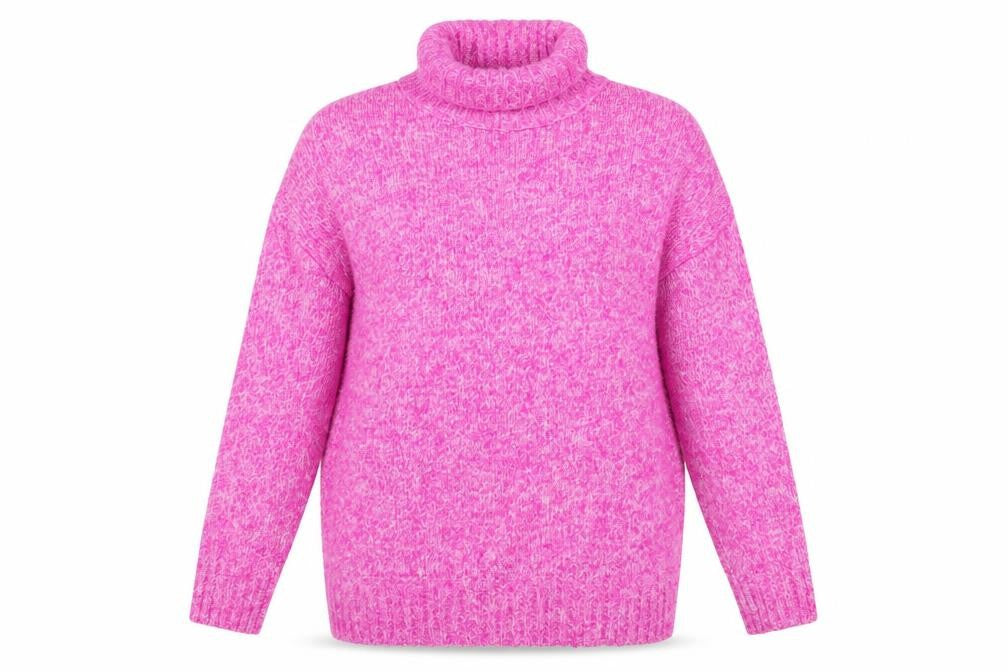 Front view of Tu Women’s Pink Roll Neck Knit Jumper, size UK 16, Long Sleeve Pullover