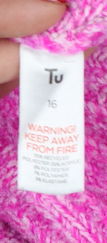 Tu Women’s Pink Roll Neck Knit Jumper Size 16 Long Sleeve Pullover