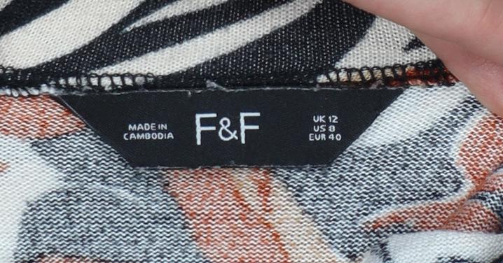 F&F Women Multicoloured UK 12 Floral Dolman Sleeve Pullover Top