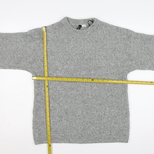 H&M Women Grey S Rib Knit Balloon Sleeve Pullover Jumper