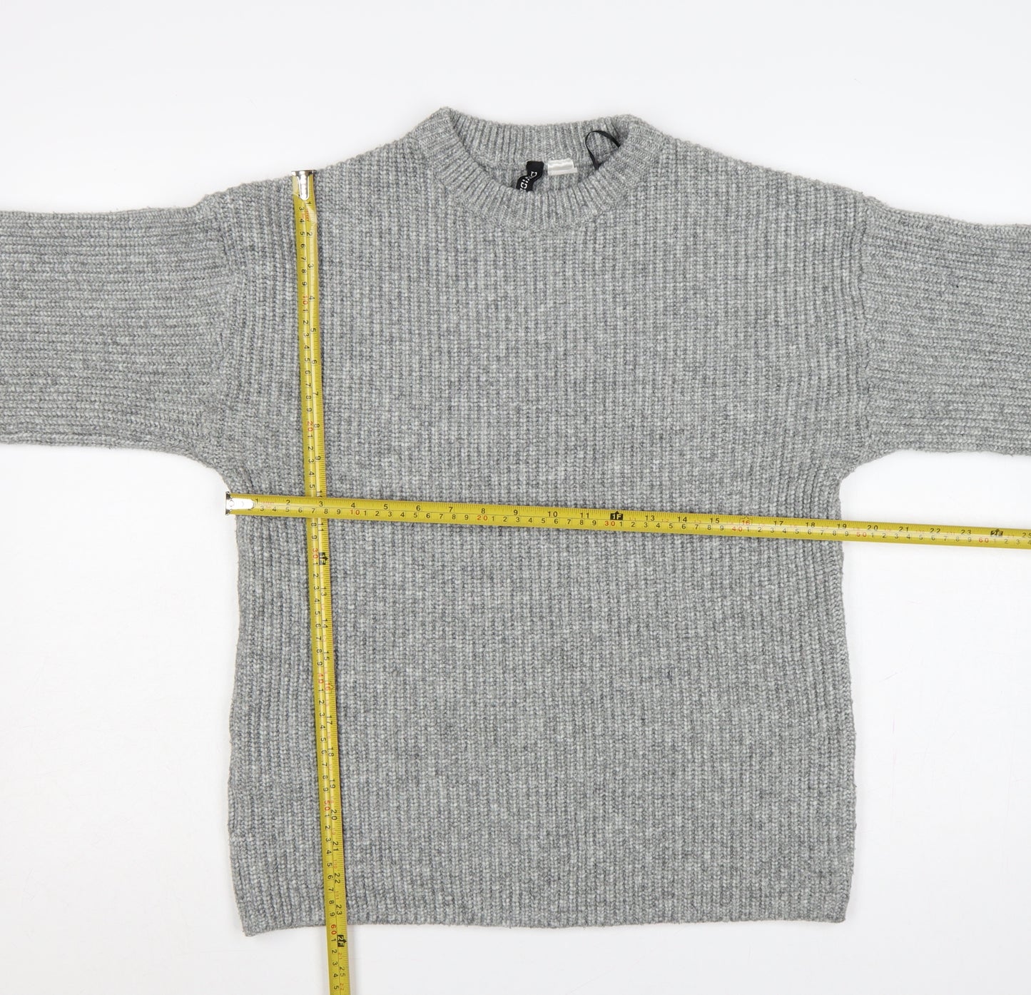 H&M Women Grey S Rib Knit Balloon Sleeve Pullover Jumper