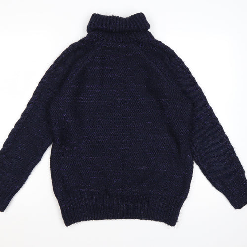 George Women’s Blue UK 12 Cable-Knit Roll Neck Embellished Jumper