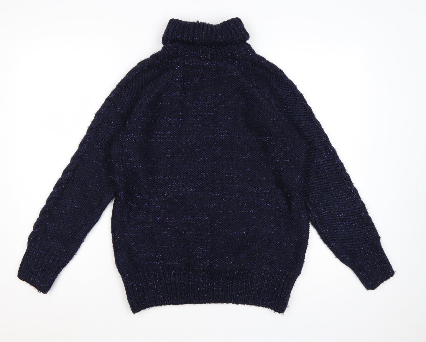 George Women’s Blue UK 12 Cable-Knit Roll Neck Embellished Jumper