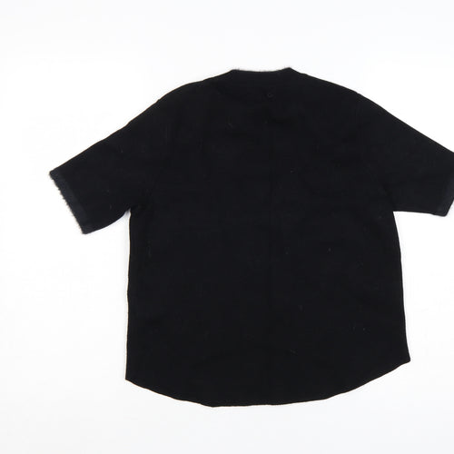 Zara Women Black M Short Sleeve Knit Mock Neck Pullover Jumper