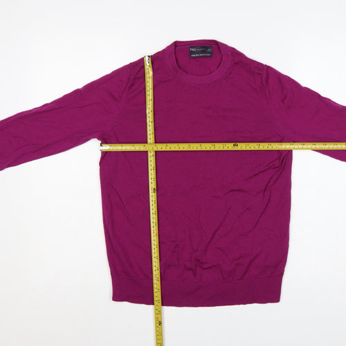 M&S Women Purple Size 12 Extra Fine Merino Wool Crew Neck Jumper