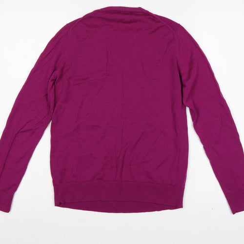 M&S Women Purple Size 12 Extra Fine Merino Wool Crew Neck Jumper