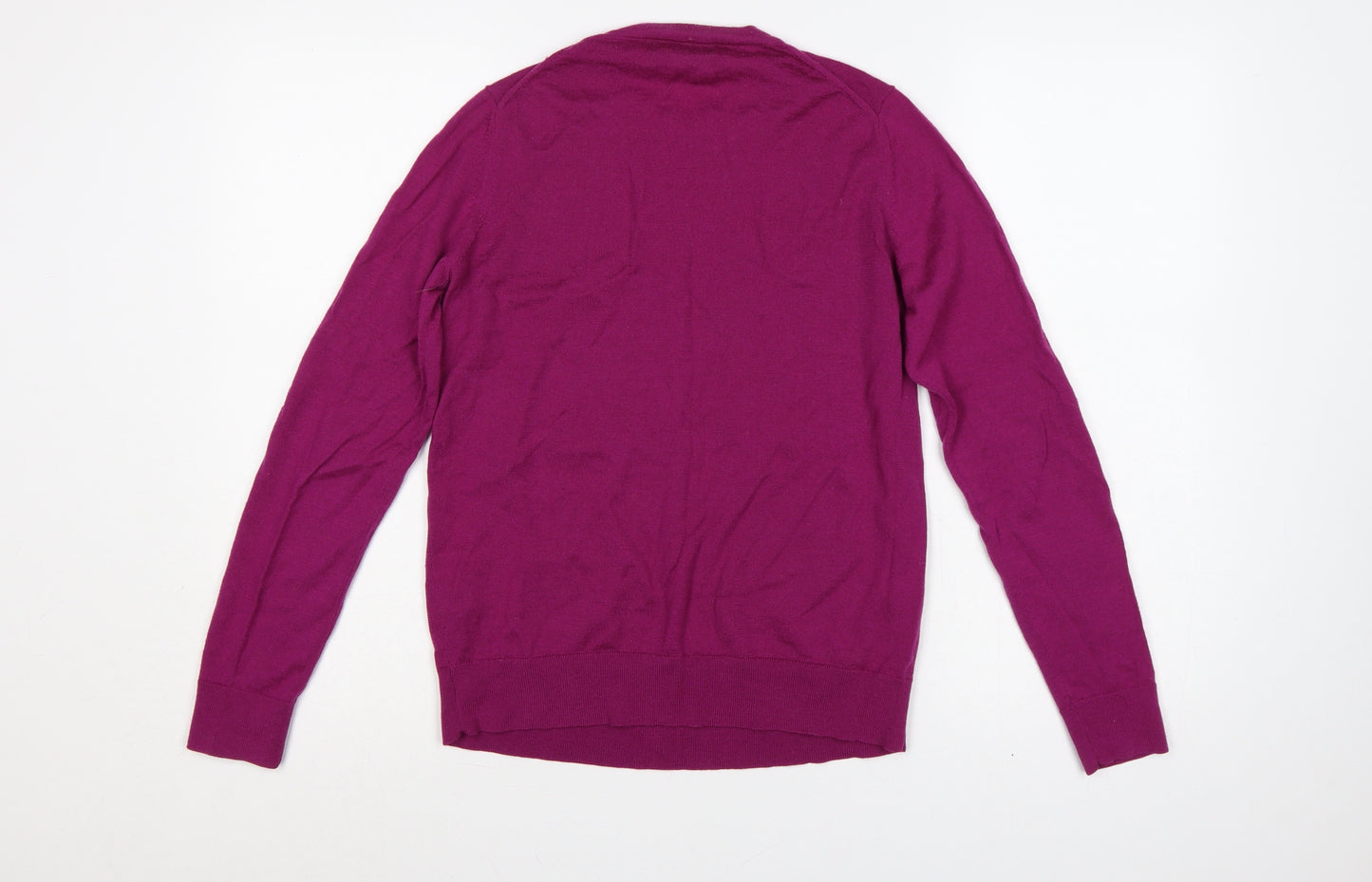 M&S Women Purple Size 12 Extra Fine Merino Wool Crew Neck Jumper