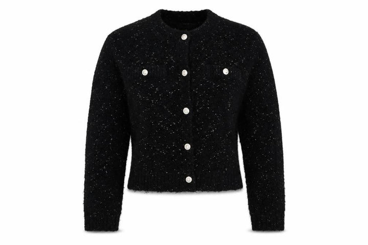 Primark Women Black Metallic Button Cardigan M Chunky Knit