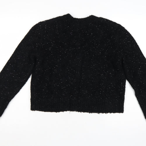 Primark Women Black Metallic Button Cardigan M Chunky Knit