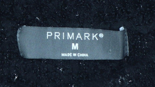 Primark Women Black Metallic Button Cardigan M Chunky Knit